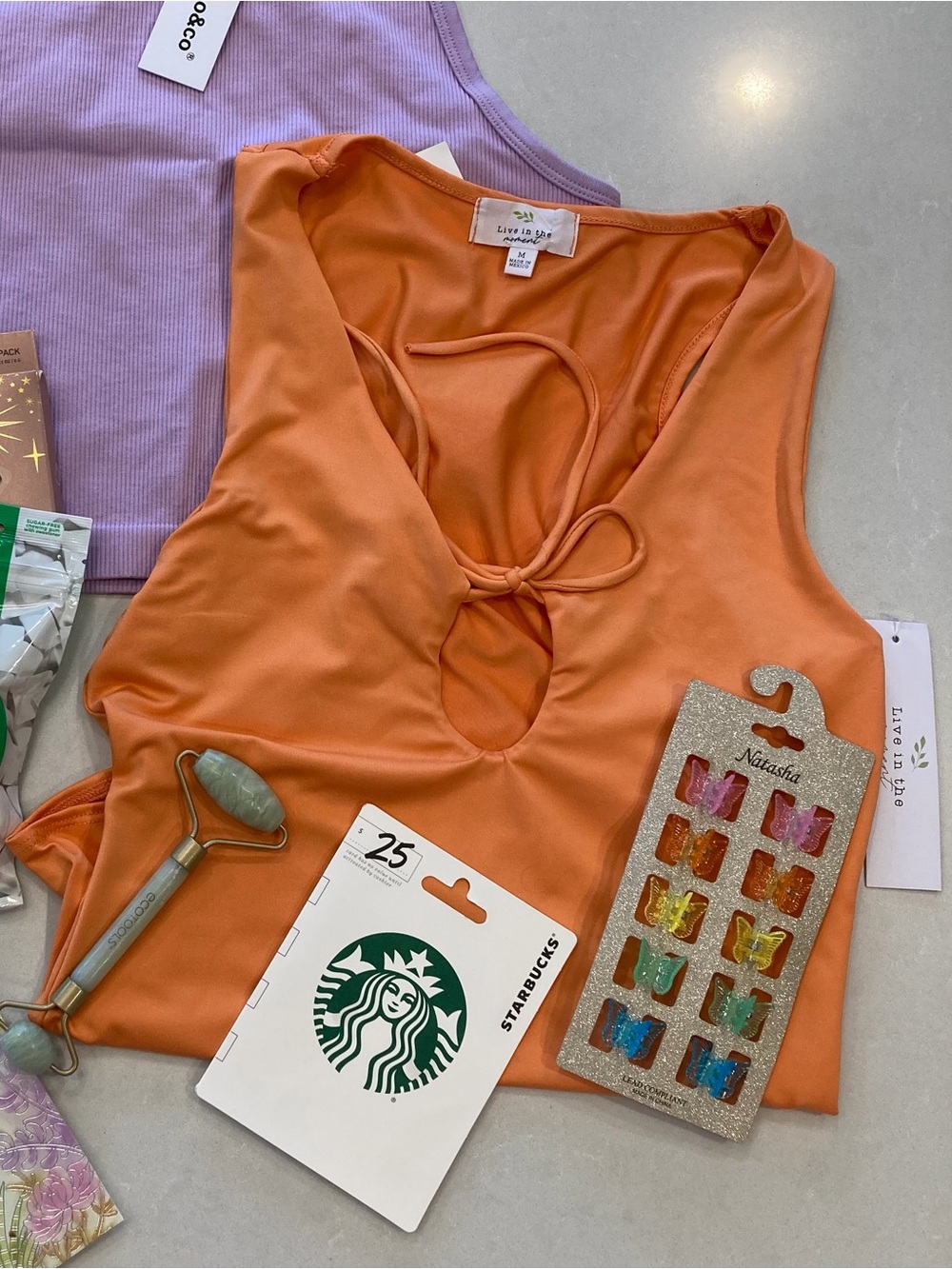 Orange Tie-Front Bodysuit